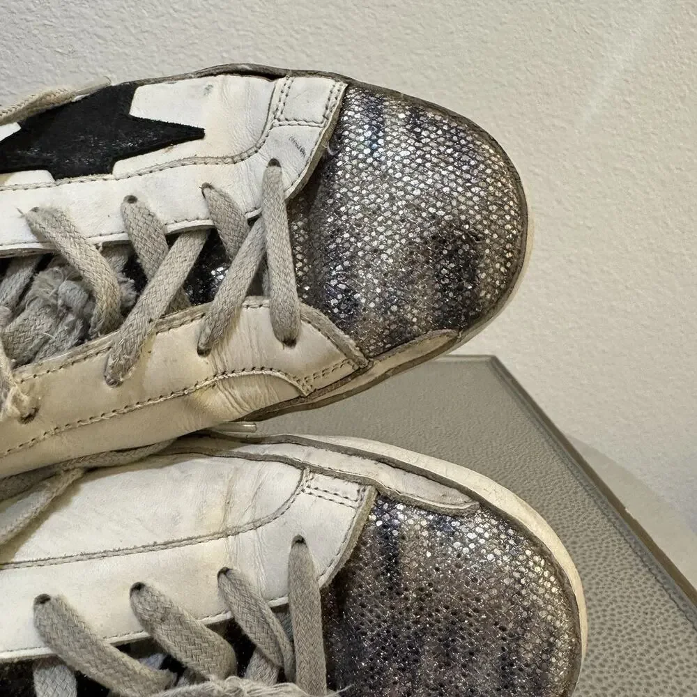 Golden Goose Super-Star Sneakers Glitter Toe Size 38 Italy